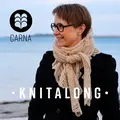 model iført garna eventyrsjal strikket i cumulus garn fra garna knitalong med cumulus garn