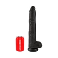 Hudfarvet realistisk dildo 35,6 cm Ø 6 cm med testikler, realistiske detaljer og kraftig sugekop