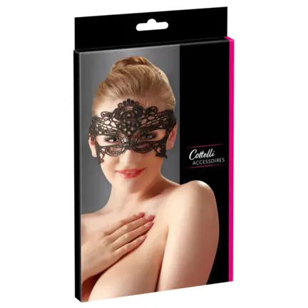 Sort blondemaske med elegante detaljer til fest og udklædning
