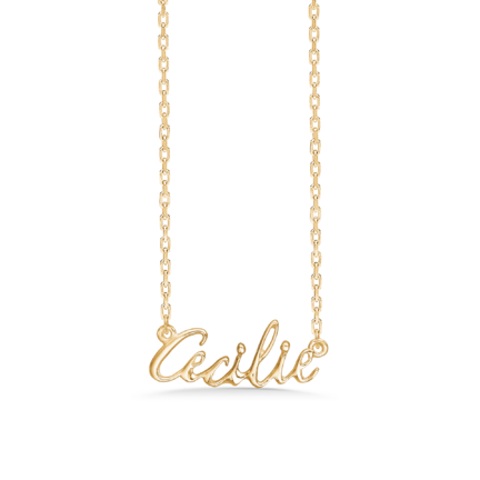 Name Tag Necklace Cecilie - necklace with name - name necklace in gold plated sterling silver