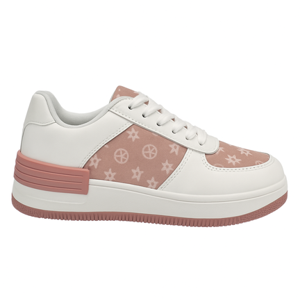 Hvid sneaker med blushrosa monogram og sål