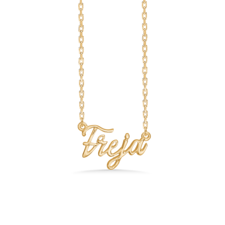Name Tag Freja is made of 925 pure sterling silver plated with a durable 18 karat gold plating.