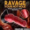 Fantasy-dildo i silikone med markant struktur og sugekop i bunden