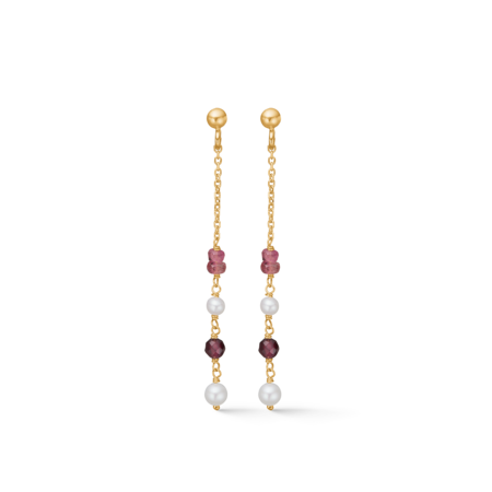 Rosea earrings in 14-carat gold with tourmaline and cultured pearls