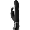 Sort rabbitvibrator med stødende skaft og vibrerende kaninører til G-punkt og klitorisstimulering