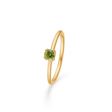 POETRY SOLITAIRE PERIDOT ring in 14 karat gold | Danish design by Mads Z