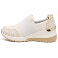 Hvid slip-on damesneaker med monogram og guld – NK