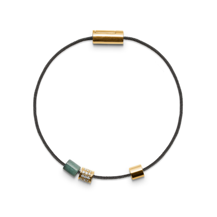 Designer's Edition #7 armbånd i sort nylon med 14 karat guldlås