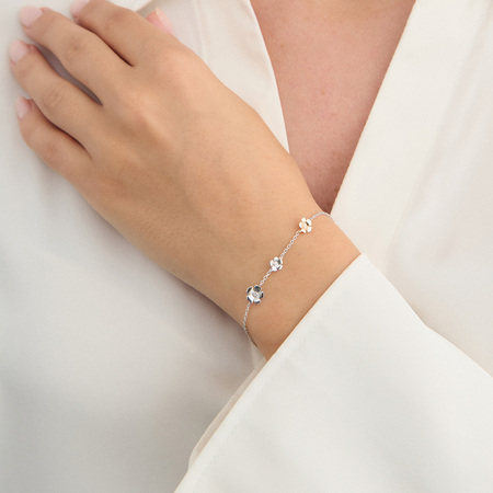 Fleur armbånd i 925 sterlingsølv med 14 karat guld og 0,012 ct. brillantslebne diamanter W.SI. på model