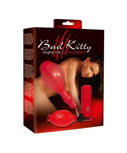 Bad Kitty Vibrating Balloon – rød oppustelig anal plug i latex med fjernbetjent multi-speed vibration, 14,5 cm lang, udvidelig op til 10 cm.