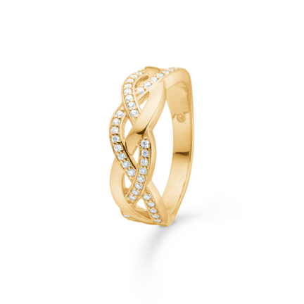 LINA ring i 8 karat guld med zirkonia.