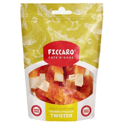 Ficcaro Chicken & Pollock Twister - Hundegodbidder med kylling og sej - MyTrendyDog.dk