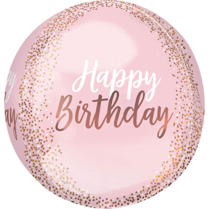 Stor rund fødselsdags ballon orbz - orbz "happy birthday" ballon til helium