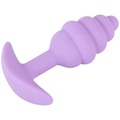 Emballage til Cuties Mini Butt Plug med illustration af den lilla buttplug i soft touch-silikone.