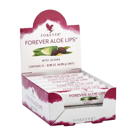 12 stk. Forever Aloe Lips læbepomader i æske