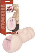 Terry With Love vagina masturbator med realistisk åbning og dekorativ piercing i blødt TPE
