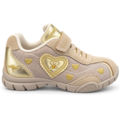 KangaROOS beige pige sneaker med velcro og små gule hjerter.
