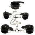 ZADO Leather Restraint Set læder bondage sæt med halsbånd, manchetter og kæde