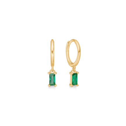 Green Infinity Earrings - Forgyldte små hoops med grønne zirconia sten