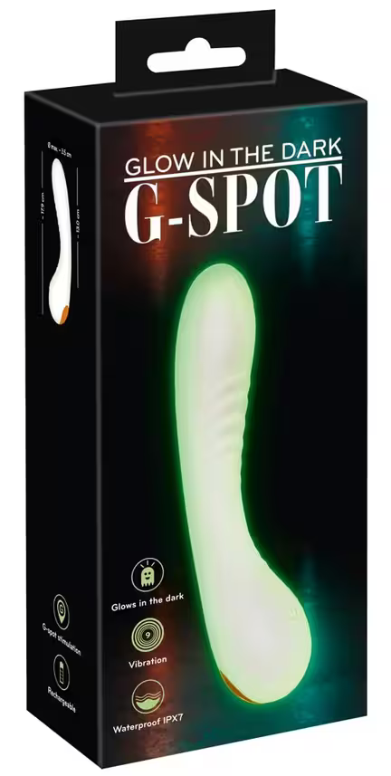 You2Toys Glow In The Dark G-Spot Vibrator – selvlysende, buet silikonevibrator med 9 vibrationer og LED-kontrol