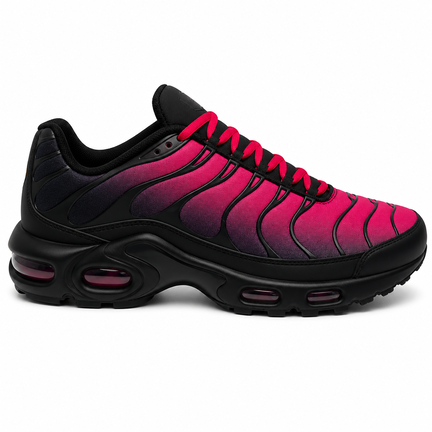 Sporty sneaker i sort med rød/pink gradient. Moderne design med komfortabel sål til hverdagsbrug.