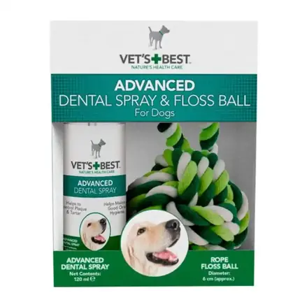 Vets Best Tandpleje Spray 120 ml. og reb bold sæt | Dental Care til din hund