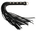 ZADO Beginner Leather Flogger 52 cm – sort læderpisk med nittet håndtag og bløde remme.