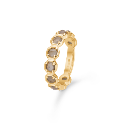 OTILIA ring in 14 karat gold with grey moonstone | Danish design by Mads Z