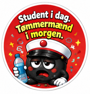 Sjovt studenter sukkerprint med teksten Student i dag Tømmermænd i morgen til cupcakes og studenterkager