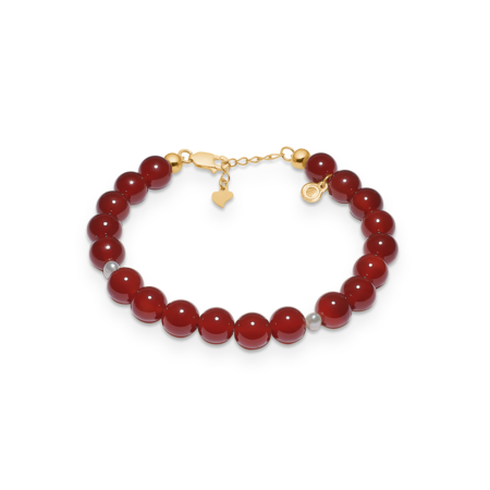 Genuine stenarmbånd med ægte carneol i 8 mm. kugler.