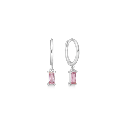 Pink Infinity Earrings - Small hoops with pink zirconia stones in 925 sterling silver