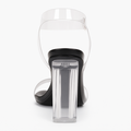Transparent sandal med klare plastikstropper og gennemsigtig blokhæl –