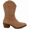 Cowboystøvle i ruskind – Brun, klassisk westernlook