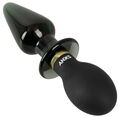 Dobbelt vibro-buttplug i silikone og glas med konisk form, stopprop og indbyggede vibrationer
