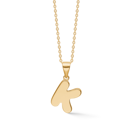 Letters K necklace made of 925 pure sterling silver plated with 18 karat gold plating.