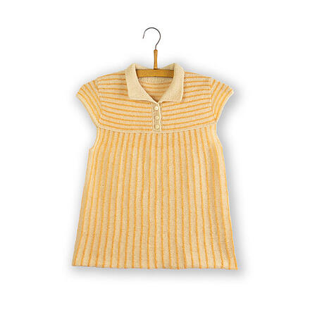 Kirsten Shirt på bøjle – strikket i elfenben Tvinni med orange Silk Mohair striber.