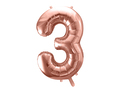 Stort 3 ballon tal rose gold til helium
