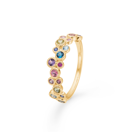 LUXURY RAINBOW PETITE ring in 14 karat gold with brilliant-cut gemstones.