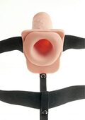 Fetish 11" Hollow Rechargeable Strap-On med realistiske kugler og genopladelig vibrator.