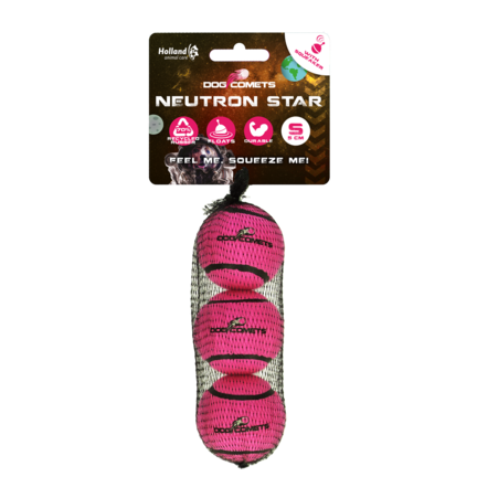 Dog Comets Neutron Star Tennis bold med pivlyd - 3pak - S, pink