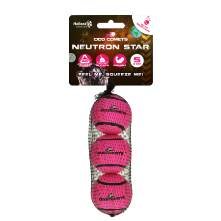 Dog Comets Neutron Star Tennis bold med pivlyd - 3pak - S, pink