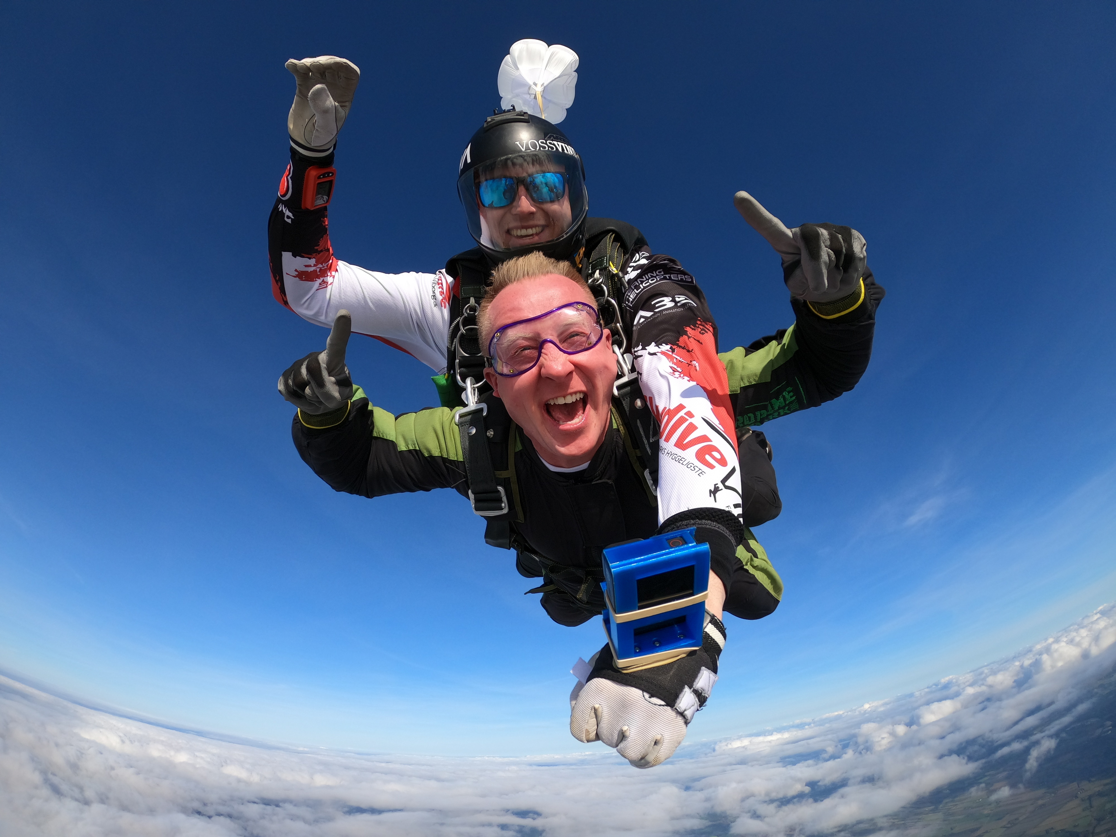 Faldskærmsudspring foto taget af en ekstern kameraspringer