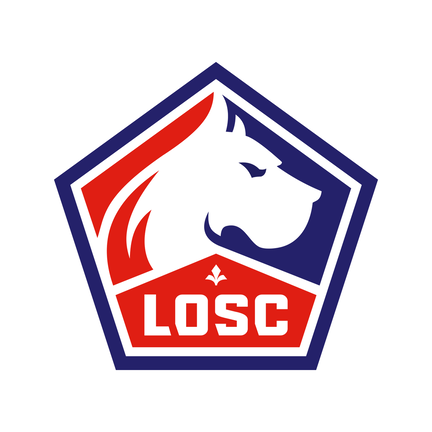 LOSC Lille klublogo på hvid baggrund til rundt sukkerprint og kageprint Ø2–28 cm
