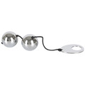 Bad Kitty Metal Bækkenbundskugler – sølvfarvede stålkugler med snor og returring, 23 cm længde, 3 cm diameter, 220 g vægt, til træning og lyst.