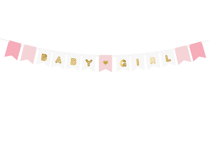 Babygirl banner - babyshower pynt lyserød