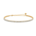 Tennis bracelet made of 925 pure sterling silver plated with 18 karat gold plating with white zirconia.