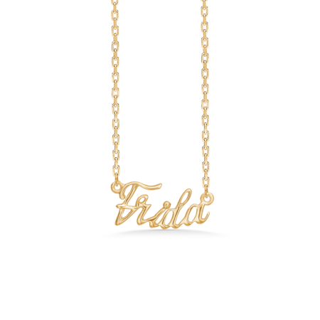 Name Tag Frida is made of 925 pure sterling silver plated with a durable 18 karat gold plating.