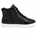 Sort high-top sneaker med logo og hvid sål