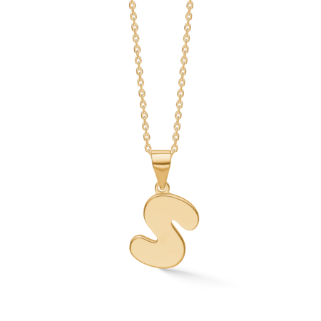 Letters S necklace made of 925 pure sterling silver plated with 18 karat gold plating.
