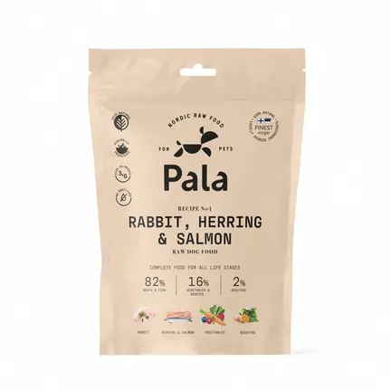 Pala Dry Raw Food Kanin & Sild & Laks 400g lufttørret barf med kanin, sild og lars